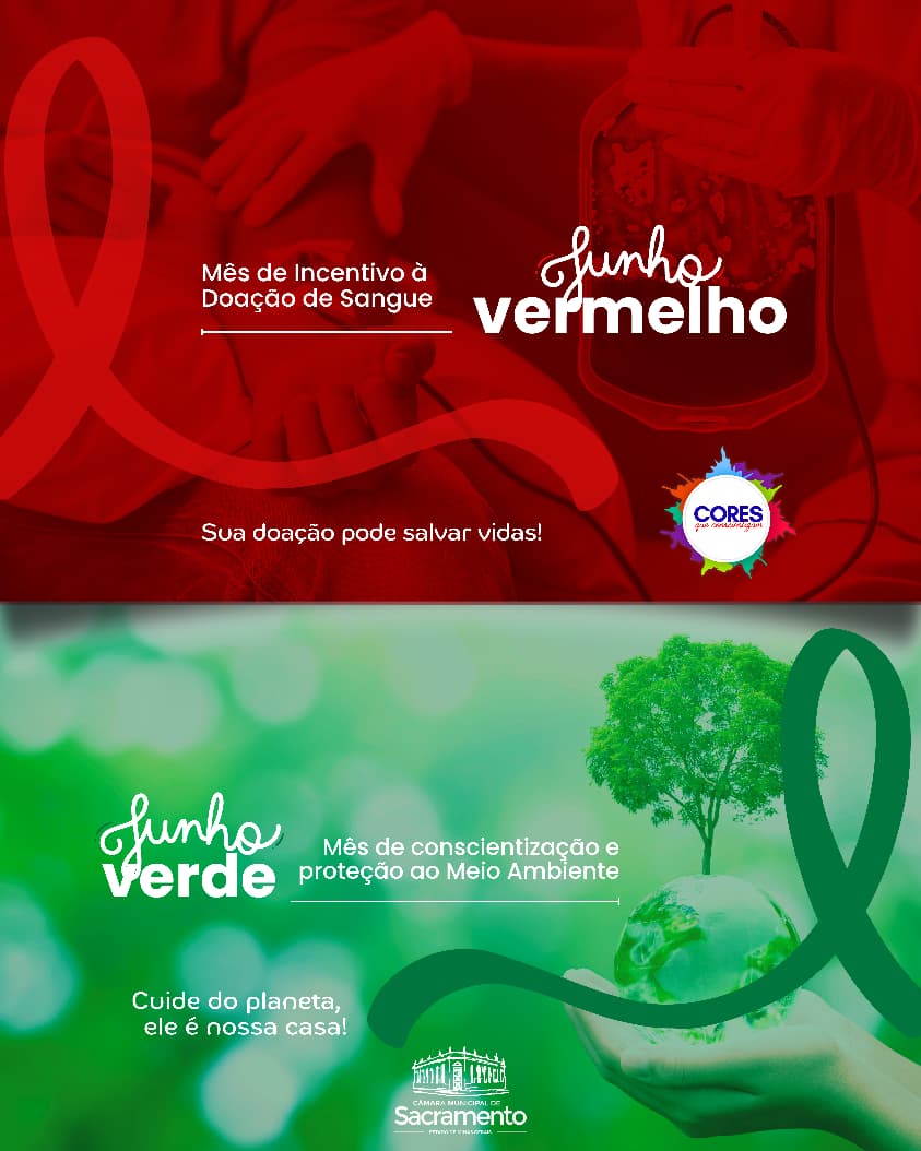 Entre as campanhas de conscientização do mês de junho, destaca-se as de cores Vermelho e Verde